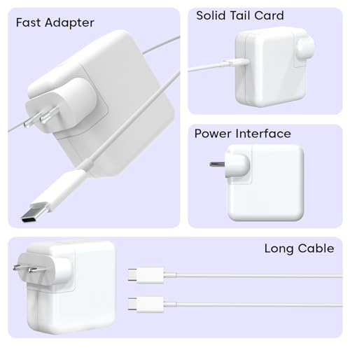 Image of USB-C Power 61W Adapter Charger Replacement for MacBook Pro 13 Inch /12 Inch /14 Inch, Compatible with MacBook Air /iPad Pro /Type C Laptop,Included USBC to USBC Charger Cable (White)