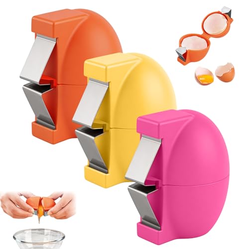 Egg Opener, 3-Pack Stainless Steel Egg Cracker Tool for Hard Boiled & Raw Eggs, Easy Cracking &...