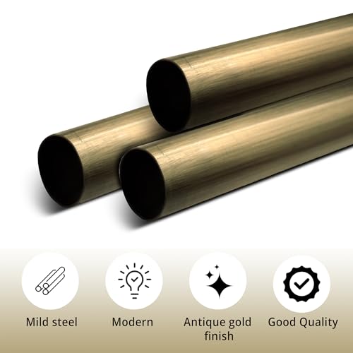Image of FAPBADRI Curtain Rod /Pipe Heavy Quality for Home /office door, window, shower, 1 inch diameter (25mm), Color - Antique Gold, Length - 36 inches (3 feet), 1 Pipe