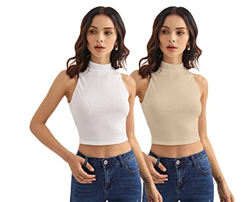 Image of Shasmi Women Crop Top, Ribbed, Stylish Tank Top, Soft and Comfy Fabric has Some Stretch