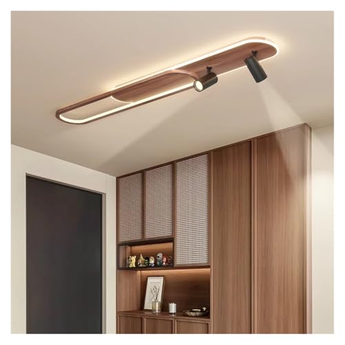 Lampe à suspension LED grain de noyer 100cm avec 2 spots orientables 360 - 2