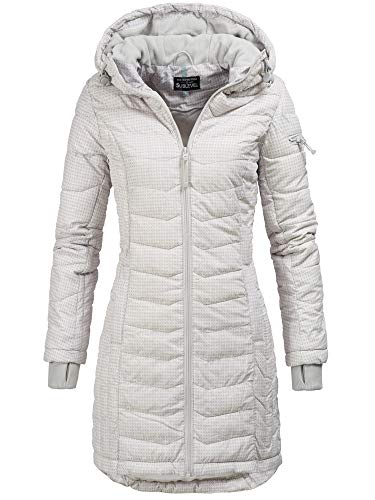 Preisvergleich Produktbild Sublevel Damen D5096U44138 Winter Steppmantel Kapuze Übergangs Jacke Parka Wintermantel Winterjacke Light Grey L