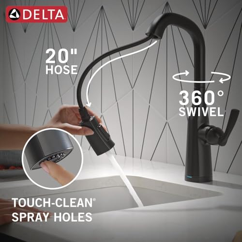 Delta Faucet Stryke Touchless Bar Faucet with Touch Technology, Black Pull Down Prep Sink Faucet, Matte Black 9976TL-BL-DST by DELTA - Image 8