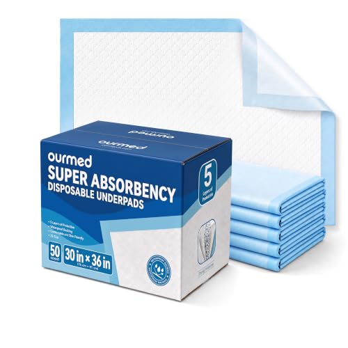 Ourmed Super Absorbent Disposable Incontinence Underpads, 50 Count #TOP4