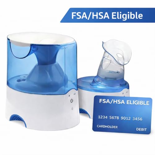 Crane Steam Inhaler & Warm Mist Humidifier, 0.5 Gallon, Humidifier FSA Eligible, Blue & White, Ideal Humidifiers for Bed - Additional View