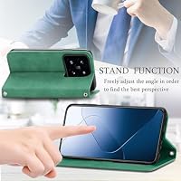MOJIA Hülle für Xiaomi 14, PU Folio Leder Brieftaschen Schutzhülle [Magnetverschluss], Handyhülle mit TPU Innenschale, Kartenhalter Ständerhülle. Grün – Ansicht 5