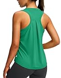 Women's Workout Tops Racerback Athletic Tank Tops Sleeveless Loose Fit Yoga Running Gym Shirts for Women(Green,L)