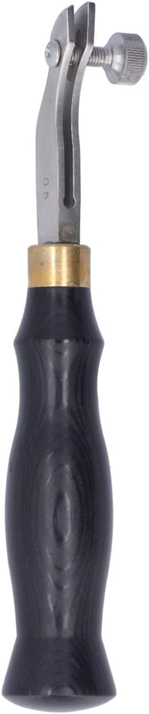 Pssopp Leather Edge Creaser Tool, 0.5mm Adjustable Skiving Tool, Stainless Steel with Wooden Handle