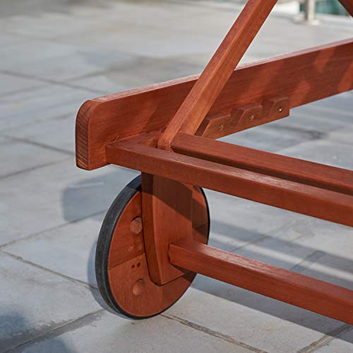 Vifah V255 5 Back Levels Outdoor Wood Single Chaise Lounge For Outdoor Relaxation #TOP5