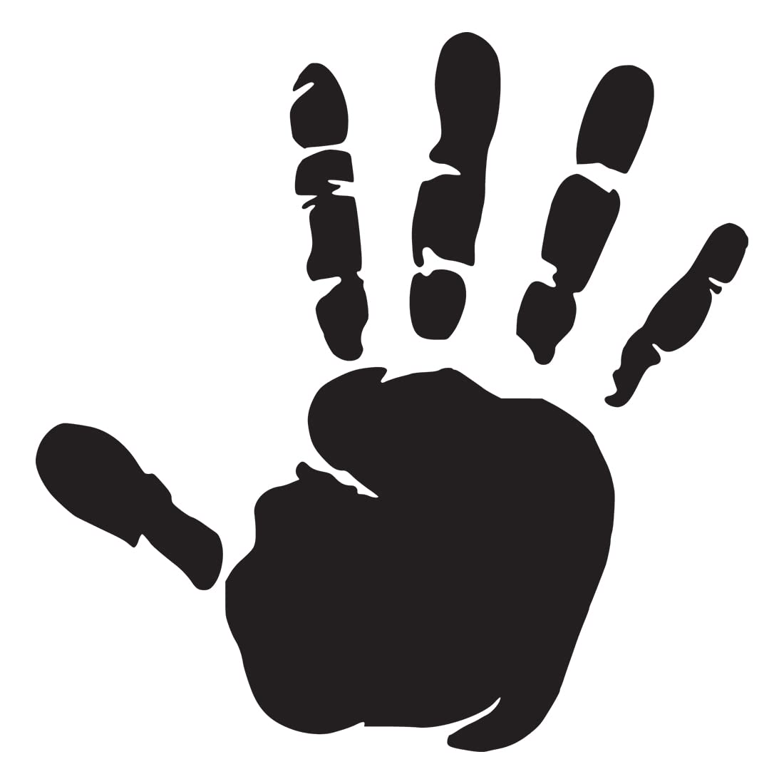 NBFU Hand Print 1 (Black) (Set Of 2) Premium Waterproof Vinyl Decal Stickers For Laptop Phone Accessory Helmet Car Window Bumper Mug Tuber Cup Door