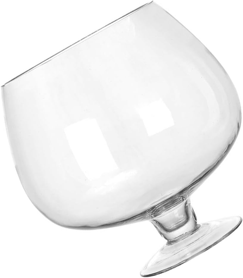 POPETPOP Bowl Glass Vase Clear Bubble Bowl Goblet Shaped Plant Terrarium Goldfish Bowl for Home Office Tabletop Decor, 21.00X21.00X21.00CM, Transparent