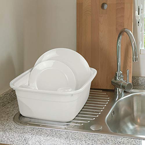 Lesbin 4-Pack 14 Quart Plastic Wash Basin/Dish Pan, White #TOP5