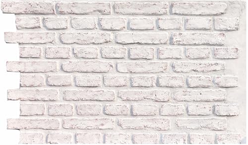 Faux Brick Panels Fake Brick Siding Wall Panel Fiberglass Board,Thin Brick Veneers for Indoor Outdoor Wall Decoration,Whitewash Brick Tiles for Living Room,Fireplace,Bedroom,RV (VB, Wash White)