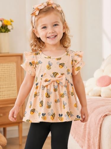 Image of Doresbebe Baby Girl Clothes Toddler Girl Outfits Infant Girl Summer Clothes for Girl Ruffle Shirt Pants+Cute Headband 3PCS