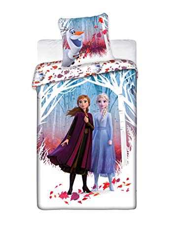 Housse de Couette Reine des Neiges 140x200 cm + Taie d'oreiller 63x63 cm Disney + 1 Trousse garnie + 1 Stylo + 1 carnet Secret