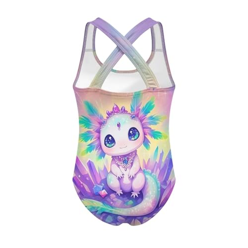 Image of Xpyiqun Swimsuit for Girls One Piece Bathing Suits Size 5-14 Sleeveless Swimwear Cross Shoulder Strap Swimming Wear