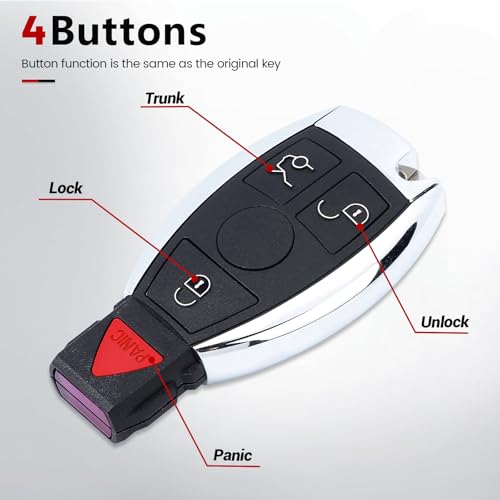 Beefunny 315MHz Smart 3+1 4 Button Replacement Remote Key Fob for Mercedes-Benz Support NEC & BGA 2000-2014, 705 Moto (2) by Beefunny - Image 6