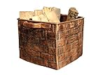 Korb, Brennholz, Kamin, Ofen, rechteckiger Behälter, handgemeißelt, Innendekoration, großer Behälter, handgefertigtes Kupferhandwerk