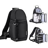 カメラスリングバッグ 耐衝撃カメラバッグ 10L容量メッセンジャーバッグ DSLR/SLR/ミラーレスカメラケース用 取り外し可能な仕切り付き
