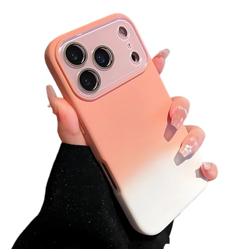 Large Window Colorful Gradient Silicone Soft Case for iPhone 17/16/15/14/13/12 Pro Max, Fashion Matte Shockproof Cover, with Len