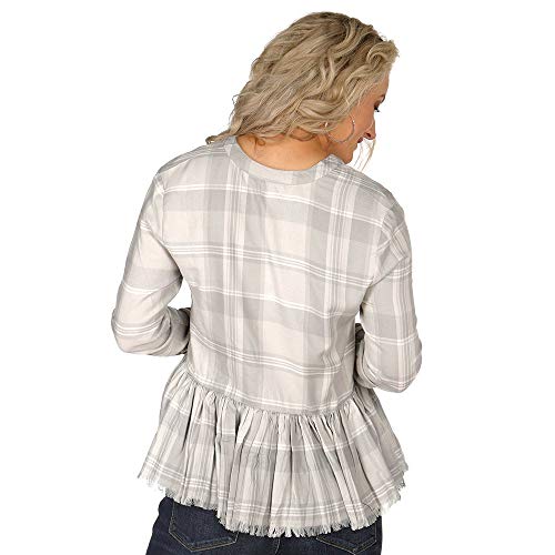 Mud Pie Women's Prescott Buttondown Gray, Grey, Large #TOP4