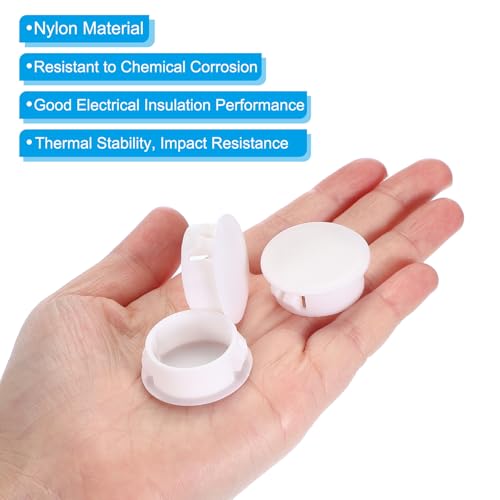 Image of PATIKIL 1 inch /25mm Plastic Hole Plugs, 20Pcs Flush Type Round Hole Plugs Cover Snap in Locking Hole Tube for Table Kitchen Cabinet Furniture, White