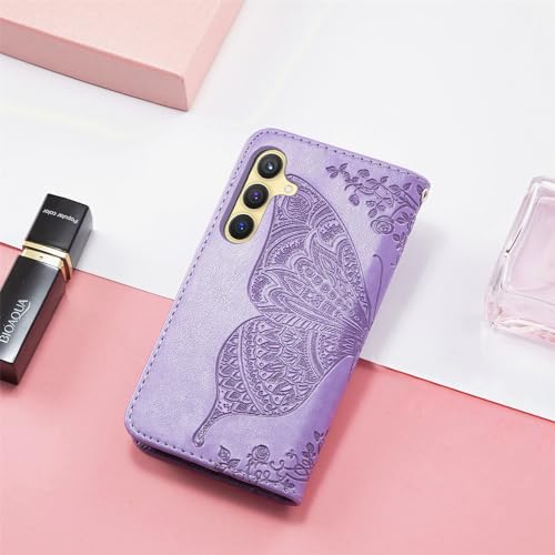 Étui Samsung S24 Plus lavande en cuir avec support et porte-cartes