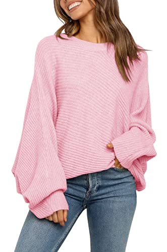 Image of Mafulus Womens Oversized Sweater Fall Winter Slouchy Pullover Jumper Tops | Crewneck,Batwing Sweaters Puff Long Sleeve,Cable,Ladies,Chunky,Knit,Tunic,Warm,Soft Sweaters