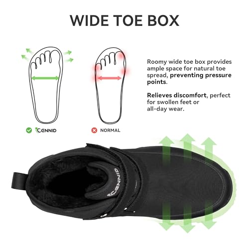 Image of Men's Winter Waterproof Snow Boots Non-Slip Work Boots Warm Slip On Mid-Calf Booties Lightweight Outdoor Athletic Diabetic Boots