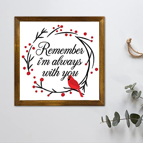 Luckluccy Christmas Wooden Sign Remember I'm Always With You Sign Motivational Literary Quote Decorative Home Wall Art Rustic Signs With Hook For Home Kitroom Bedroom Decor Housewarming Gifts 7X7In #TOP5