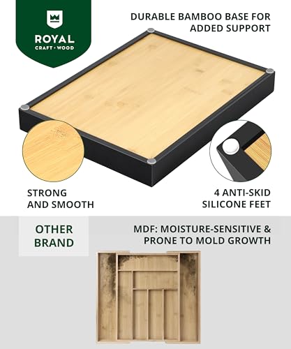 ROYAL CRAFT WOOD Luxury Bamboo Kitchen Drawer Organizer - Silverware Organizer - Utensil Holder and Cutlery Tray with Grooved Drawer Dividers for Flatware and Kitchen Utensils - Image 5