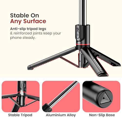 Image of WeCool Selfie Stick with Tripod Stand extendable Upto 45Inch,360 Rotational Detachable Mobile Holder, Selfie Stick Tripod Compatible with Mobile /GoPro for Video & Photoshoot