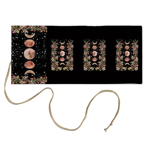 Durability Poly Linen Tarots Card Storage Pouches with Mystical Art Print Compacts Foldable for Divination Tool Durability Tarot