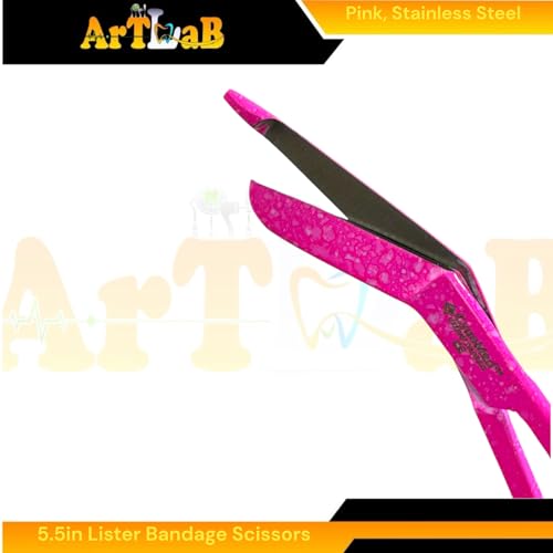 Nurse Trauma Shears with Angled Cutting Blades, 5in Long, Gauze and Bandage Cutting Scissors,All Pink Colored Stainless Steel Scissors
