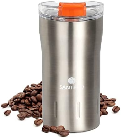 SANTECO Travel Coffee Mug 350ml/12oz, Insulated Coffee Cups with Flip Lid, Double Wall Vacuum Tumbler Spill Proof, Reusable to Go Mug for Hot/Ice Coffee Tea, Moss Green