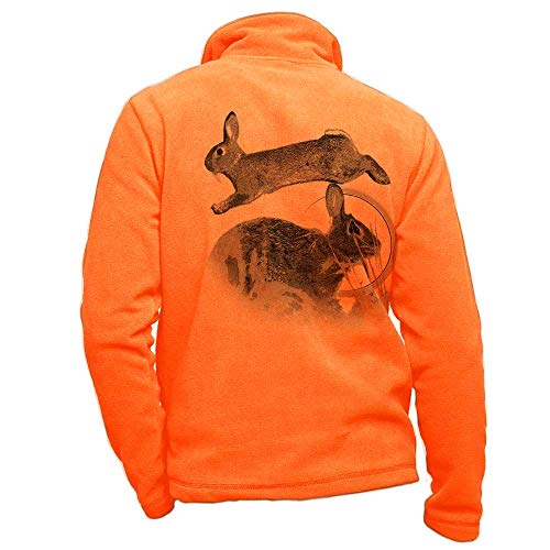 Veste en polaire orange personnalisé lapin - tenue de chasse taille 2XL