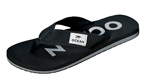 MADSea Damen Herren Zehenstegpantolette Ocean Zehentrenner Sandale schwarz Silber, Farbe:schwarz, Größe:40 EU Cover