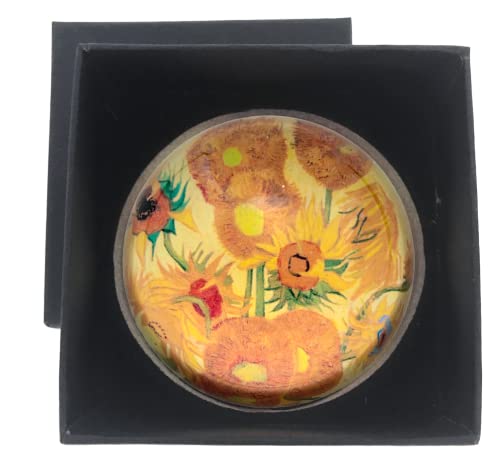 Value Arts Vincent Van Gogh Sunflowers Glass Dome Paperweight, 3 Inches Diameter #TOP4