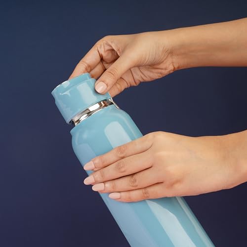 Image of Nayasa Pristine 700ml Water Bottle | BPA-Free Plastic with Insulated Stainless Steel Inner | Leak-Proof Twist Cap | For Office, School, Gym, Travel, and Outdoor Use | Blue