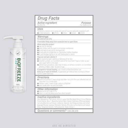 Biofreeze Professional Strength Pain Relief Gel, Arthritis Pain Reliver, Knee & Lower Back Pain Relief, Sore Muscle Relief, Neck Pain Relief, 16 FL OZ Biofreeze Menthol Gel - Thumbnail 6