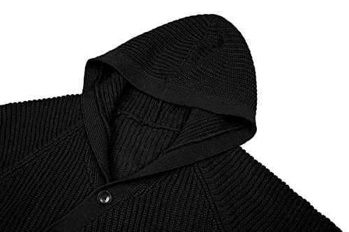 Esobo Mens Long Hooded Cardigan Button Up Knit Sweater Long Sleeve Cardigan Sweaters with Pockets2