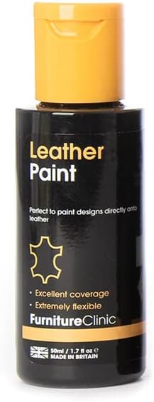 Furniture Clinic Leather Paint - For painting all leathers: footwear, handbags, clothing, etc. Flexible and Durable (Black, 50ml)