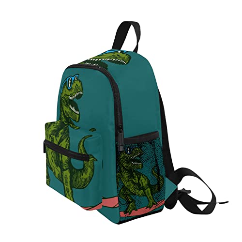 AUUXVA Skateboard Dinosaur Kid's Backpack Green Toddler Bag with Chest Clip Schoolbag for Girl Boy Preschool Kindergarten Student Bookbag Children Bag Travel Daypack3