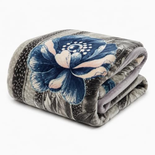 Image of Signature Special Limited Edition Super Soft Double Layered Blanket - 1100 GSM Winter Luxury - Reversible, Ultra Warm & Plush - King & Single Bed (Midnight Bloom, Double)