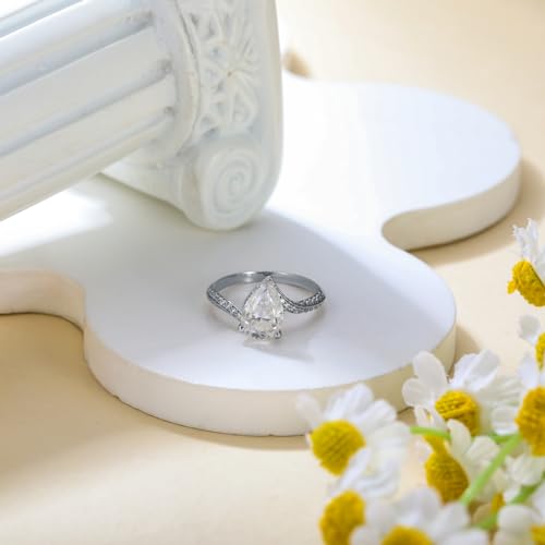 2CT Pear Shaped Engagement Rings for Women S925 Sterling Silver Pear Cut Moissanite Rings for Her4