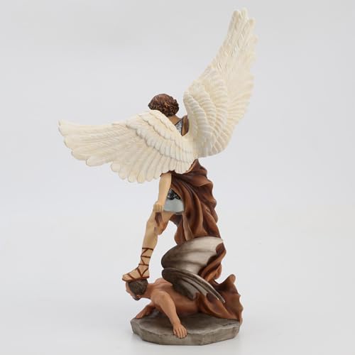 Estatua Saint Michael Resina Pintada 14.12 in miniatura 3