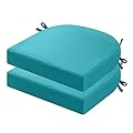 idee-home Outdoor Chair Cushions Set of 2, Thick 19" x 19" x 3" Patio Chair Cushions for Outdoor Furniture Waterproof with Ties, Outdoor Seat Cushion, Chair Pads Dining Chair Blue