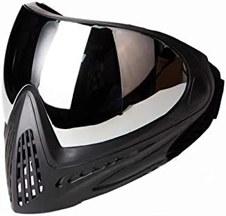 Anti-Fog Goggle/Full Single Layer Face Mask Hunting (Pure Black,Silver Lens) for Paintball Airsoft Bike Safety Gaming