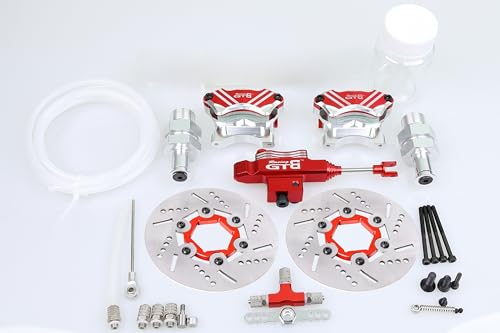 GTB New Metal Front Wheel Hydraulic Brake System Kit with Steel Disc for 1:5 Scale RC 1 5 Gas Car HPI Rovan KM Baja 5b 5t ss 5sc, Red