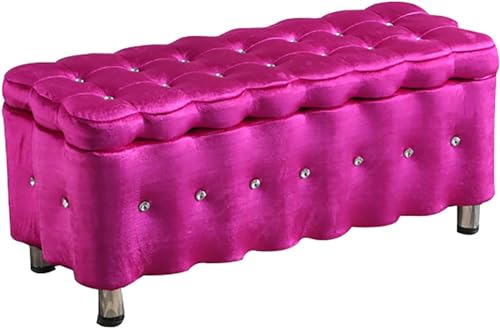Banco de almacenamiento tapizado de terciopelo moderno, copetudo para sala de estar, dormitorio y entrada, elegante reposapiés rectangular y asiento al final de la cama, 60 x 40 x 40 cm